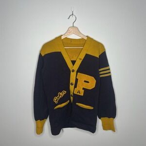 Vintage St Philip Gaels Sweater Mens Small Navy Gold Letterman Varsity Cardigan
